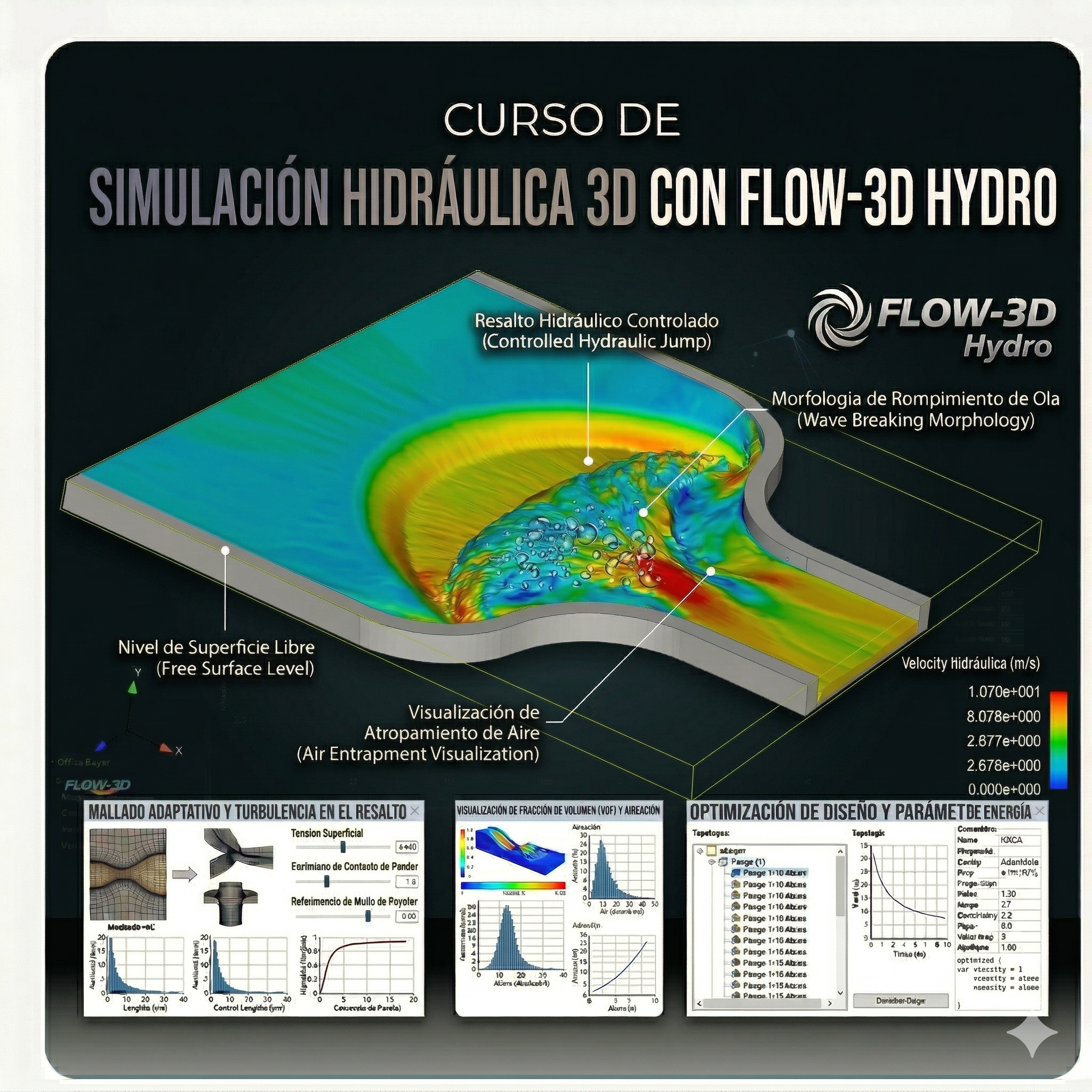 Simulación Hidráulica 3D con Flow 3D y Flow 3D Hydro